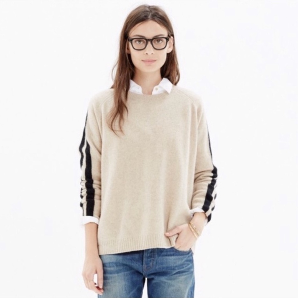 Madewell women’s 100% Merino wool scoop-neck sweater overside green/grey sizeXS‎ - Picture 2 of 16